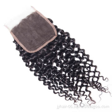 Wholesale Cheap Top Transparent U Part Bohemian Jet Black Kinky Fumi Deep Curly Wave Human Hair Lace Closure